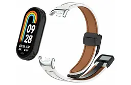 Шкіряний ремінець для XiaomiBand 8 Білий - мініатюра 3