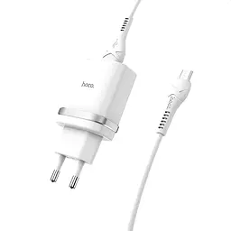 Сітчасте зарядне пристрій Hoco C12Q (1USB, 3А) QC3.0 Білий (S23110) + кабель MicroUSB