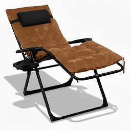 Розкладний посилений шезлонг до 150 кг LEOBRO Zero Gravity Premium Plus Brown з велюровим матрацом (LB-ZGC-K3-BRN) - мініатюра 2