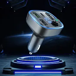 АЗП FM модулятор Borofone BC48 Broad 18W+QC3.0 (2USB-A/1C) Black - мініатюра 5