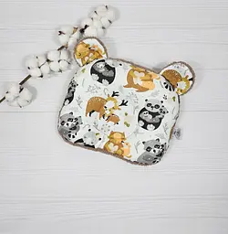 Дитяча ортопедична подушка 24×32 для новонароджених a.l.babybox Мамині обійми Коричневий тедді