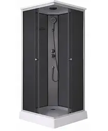 Душовий бокс Lidz Kubis SB90x90.SAT.LOW.GR, низький, скло тоноване 4 мм + стінки (LKSB9090SATLOWGR) - мініатюра 2