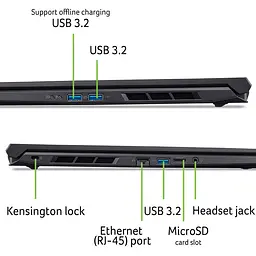 Acer Ноутбук Acer Nitro V 16 ANV16-72 16" WQXGA IPS, Intel 9-270H, 32GB, F1TB, NVD5070-8, Lin, чорний - мініатюра 2