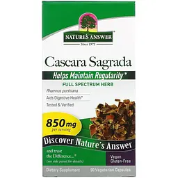 Каскара Саграда Nature's Answer Cascara Sagrada 850 мг 90 вегетаріанських капсул - мініатюра 2
