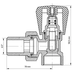 Вентиль Koer радіаторний кутовий хромований 1/2"x1/2" KR.901.CHR KR2819 - мініатюра 2