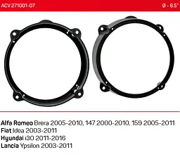 Проставки під динаміки 165 мм / 6.5" ACV 271001-07 для автомобілів Alfa Romeo, Fiat, Hyundai, Lancia - мініатюра 5
