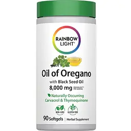 Олія орегано з маслом чорного кмину Rainbow Light Oil of Oregano with Black Seed Oil 90 гелевих капсул