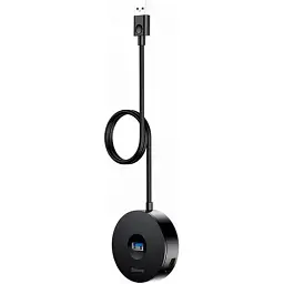 USB-хаб Baseus Round Box HUB Adapter (USB3.0 to USB3.0*1+USB2.0*3) 1m CAHUB-U01 Black - мініатюра 2
