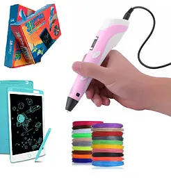 Набір для творчості 3D 3D ручка Pen-6 c LCD дисплеєм + графічний планшет + трафарети + 100 м пластику в комплекті - мініатюра 2