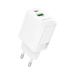 Зарядний пристрій BOROFONE BN27 Fuente 1xUSB-C PD 20 Вт + 1xUSB QC 3.0 білий (6941991120268)