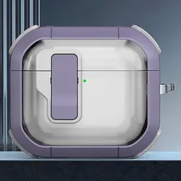 Футляр протиударний Locking Button для навушників Airpods 3 Light Purple - мініатюра 2