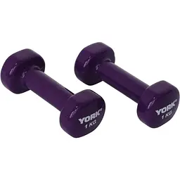 Гантелі для фітнесу вінілові круглі York Fitness 2х1кг фіолетовий
