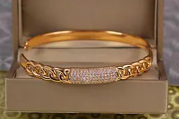 Браслет бенгл Xuping Jewelry Регент 60 мм 8 мм на руку від 17 см до 19 см золотистий - мініатюра 2