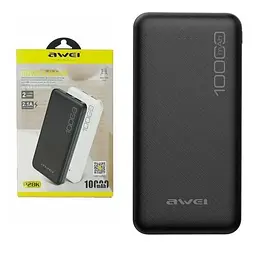 Портативний зарядний пристрій для телефона Power Bank Awei P5K 10000 mAh Павербанк USB чорний - мініатюра 7