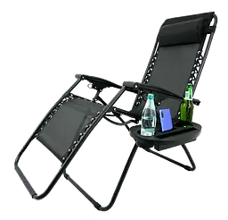 Шезлонг GardenLine Relax Black до 130 кг.! - мініатюра 4