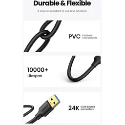 Дата кабель USB 3.0 AM/AM 2.0m US128 black Ugreen (10371) - мініатюра 6