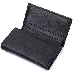 Зручний жіночий гаманець у три складання з натуральної шкіри ST Leather 19468 чорний - мініатюра 5