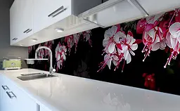 Вініловий кухонний фартух Звисаючі Рожеві Квіти наклейка для кухні ПВХ тичинки Чорний Happy Pocket Z181837