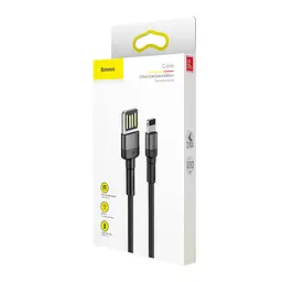 Кабель Baseus Cafule Special Edition Lightning USB 2.4 A 1m Black-Grey CALKLF-GG1 - мініатюра 2