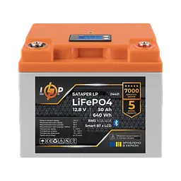 Акумулятор LP LiFePO4 12,8V - 50 Ah (640Wh) (BMS 40A/40А) пластик LCD Smart BT