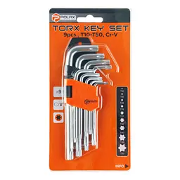 Набір Г-подібних ключів TORX Polax, 9 предметів, T10–T50, Cr-V (25-007) - мініатюра 7