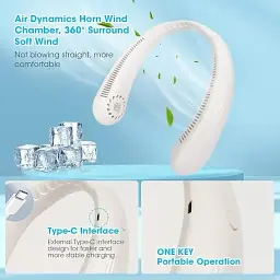 Портативний шийний вентилятор Bladeless Neck Cooler T36 з 3 швидкостями та функцією hands-free - мініатюра 2