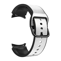 Ремінець для Samsung Galaxy Watch 4 44mm - біло-чорний ширина кріплення 20мм силікон-шкіра Watchbands West (W17-7WB12125121) - мініатюра 4