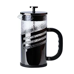 Френч-прес чайник скляний Haus Roland 1 літр з фільтром фактурний, чорний TS Kitchen HP33537B - мініатюра 2