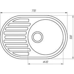 Гранітна мийка Globus Lux OHARA чорний металік 770х500мм-А0001 - мініатюра 4