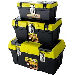 Комплект ящиків для інструментів переносних MasterTool 79-2001 12.5"х16"х19" у наборі 3 шт. жовті