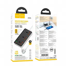 Подовжувач мережевий зарядний HOCO AC8A, 3 розетки, 3 USB та Type-C, кабель 1.5 м, швидка зарядка 30 Вт - мініатюра 4