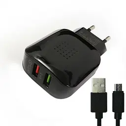 Мережевий зарядний пристрій Grand GQ-C01 2 USB швидке зарядне QC 3.0