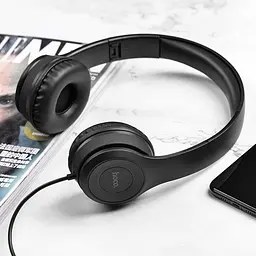 Навушники Hoco W21 Graceful charm wire control headphones чорні - мініатюра 3