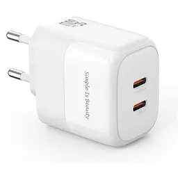 Зарядний пристрій XO L140 35W 2xUSB-C PD White (L140_White)