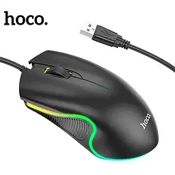Комп'ютерна миша Hoco GM19 провідна оптична USB RGB підсвічування чорна - мініатюра 3