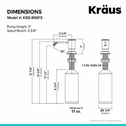 Дозатор для миючого засобу Kraus KSD-80SFS, Нержавіюча сталь - мініатюра 5