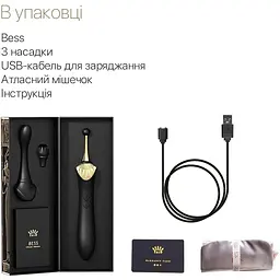 Вагінально-кліторальний вібратор Zalo Bess Obsidian Black мультифункціональний з насадками - мініатюра 7