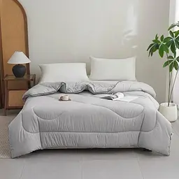 Ковдра євро стьобана зимова з еко-пуху Colorful Home 21966 200х200 см сіра