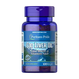 Масло печени трески Puritans Pride Cod Liver Oil 415 мг 100 softgels