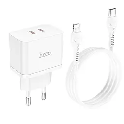 Адаптер мережевий HOCO Type-C to Lightning Cable Triumph charger set N29 2Type-C 35 W white
