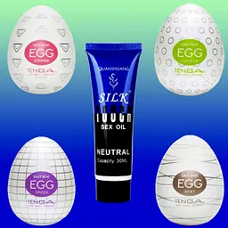 Набір чоловічих мастурбаторів Tenga EGG з різними рельєфами 4 шт. + водний лубрикант - мініатюра 2