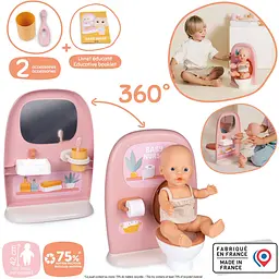 Ігровий набір Smoby Toys Бебі Ньорс ванна кімната з аксесуарами терракотова пудра (7600220500) - мініатюра 4