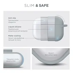 Силіконовий чохол для навушників Apple AirPods Pro, Hang Case, блакитний, ультратонкий захисний кейс товщиною 2 мм, захист від подряпин, пилу та ударів, компактний, з карабіном для кріплення, ArmorStandart (ARM56060) - мініатюра 3