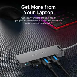 Концентратор Vention USB 3.0 to 4xUSB 3.0 Hub With Power Supply 0.15m black (CHLBB) - мініатюра 9