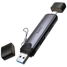 Картридер Hoco HB56 Victory 5in1 Type-C/USB2.0 to SD/TF3.0 + USB 2.0 Metal Gray