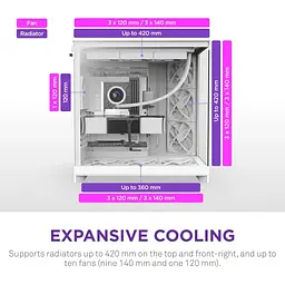 Корпус NZXT H9 Flow Tempered Glass без БЖ White (CM-H92FW-01) - мініатюра 4