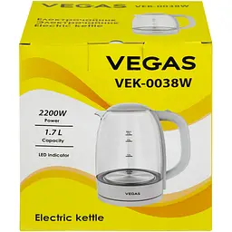 Чайник електричний Vegas VEK-0038W 2200Вт 1.7 л білий (VEK-0038W) - мініатюра 5