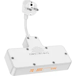 Мережевий подовжувач Hoco AC12 Reise 2-Position Expansion Socket (PD30W/1C3A) White - мініатюра 3