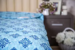Ковдра Ecotton двоспальна 172х205 см антиалергенна стьобана з бязі блакитне 40-0606 blue (3872)