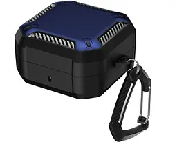 Чохол Primo Magnet Lock Rugged TPU для навушників Samsung Galaxy Buds 4 / Buds 4 Pro з карабіном - Black/Dark Blue